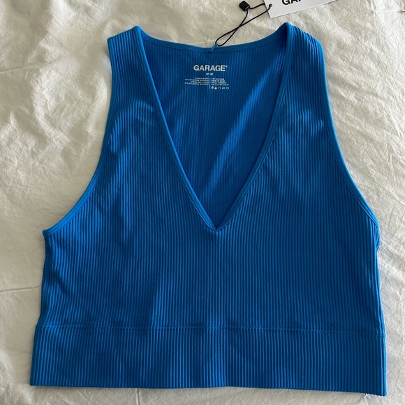 GARAGE Jazz Blue Seamless Plunge Crop Top - Picture 3 of 4
